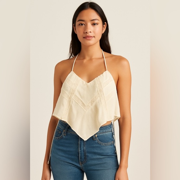 Victoria’s Secret Ivory Lace Handkerchief Hem Halter Top – Size S - Picture 1 of 8